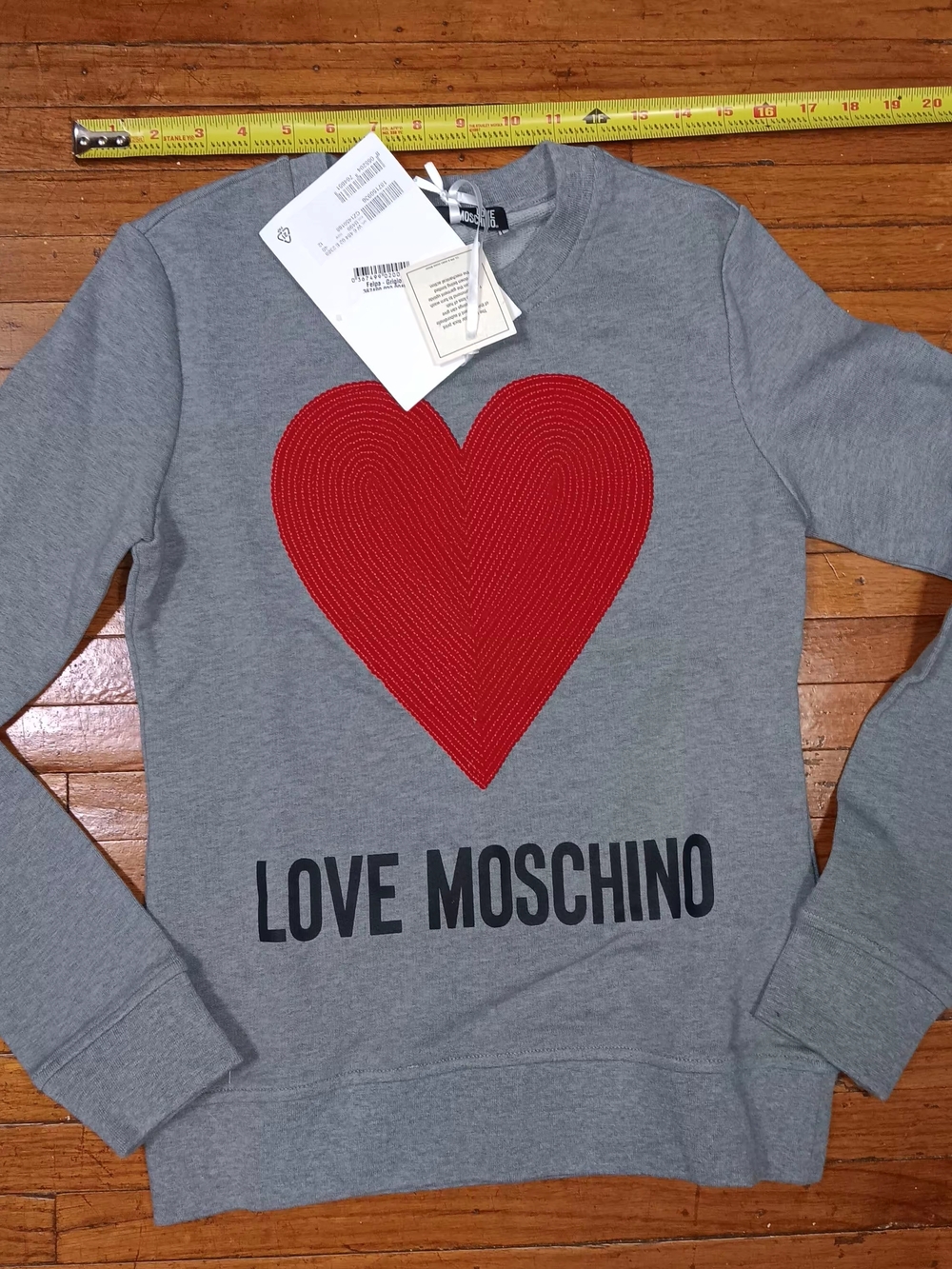 Love Moschino Grey Sweatshirt with Red Heart